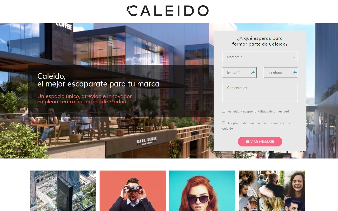 Espacio Caleido: landing de captación de operadores de la web de preapertura