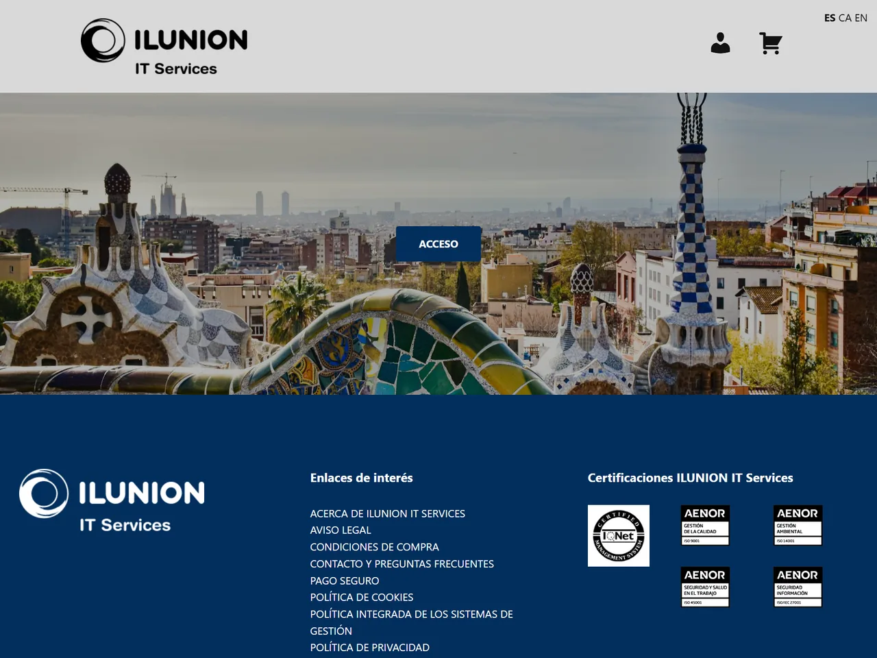 Ilunion ITS: página de acceso de otra de las tiendas online