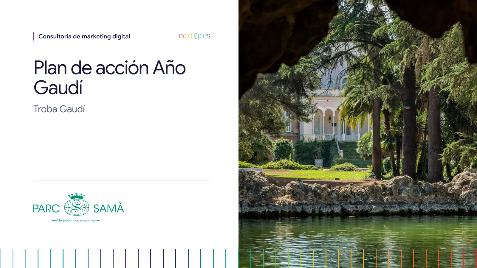 Parc Samà: portada del plan de acción del Año Gaudí, Troba Gaudí