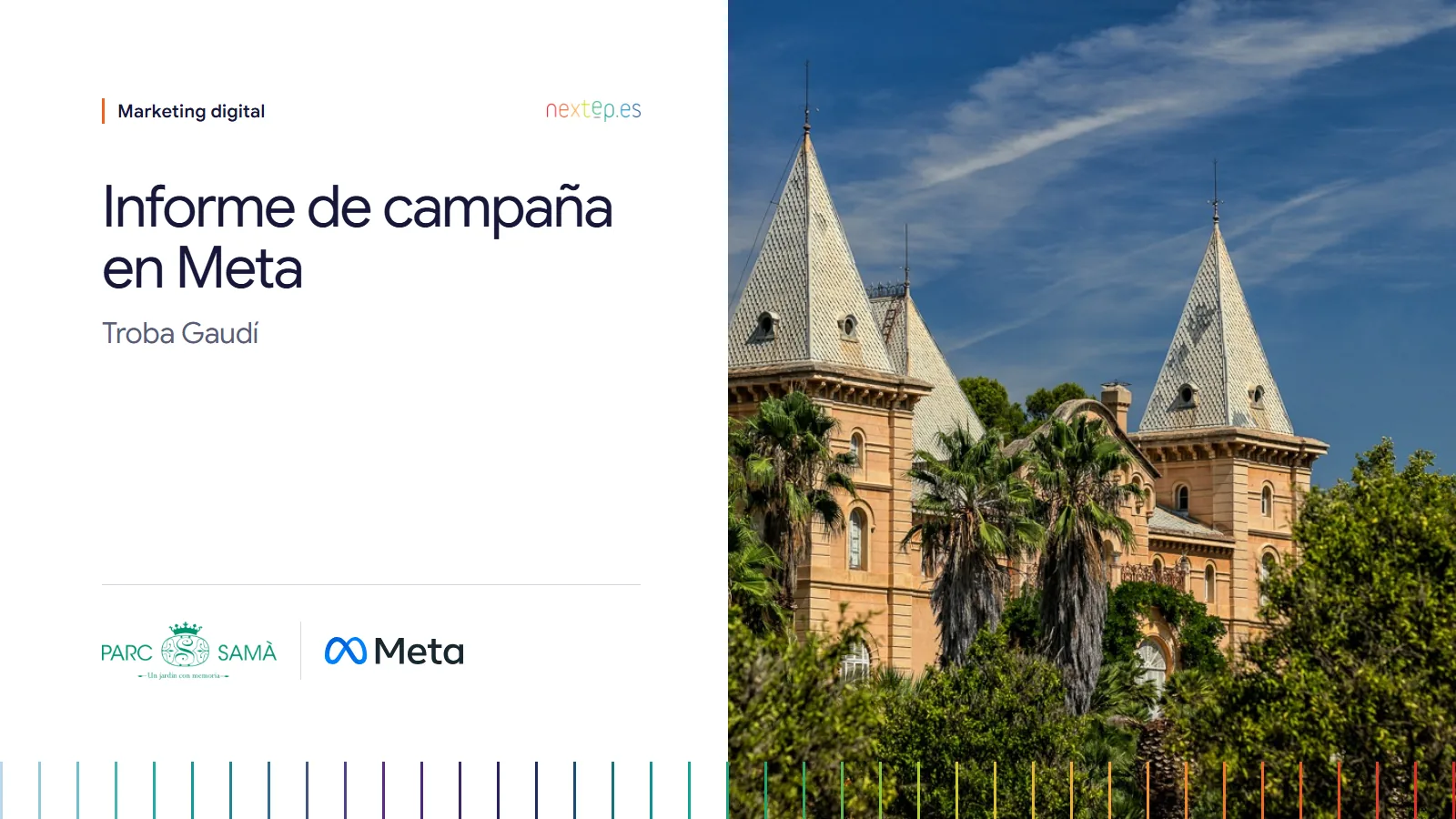 Parc Samà: portada del informe de la campaña Troba Gaudí en Meta