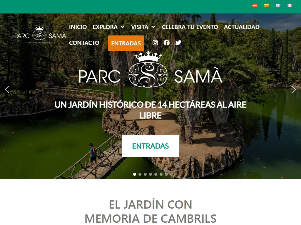 Parc Samà: cabecera de parcsama.es en la tablet