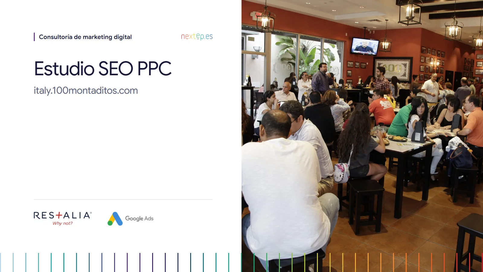 Restalia: portada del estudio SEO PPC de italy.100montaditos.com