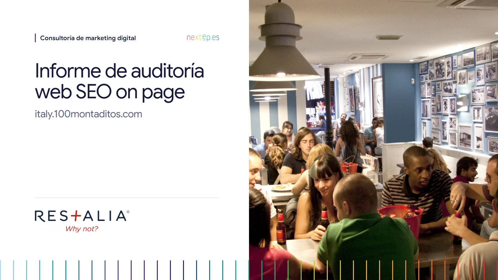 Restalia: portada del informe de auditoría web SEO on page de italy.100montaditos.com