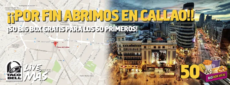 Taco Bell España: portada de Facebook de la apertura de Callao