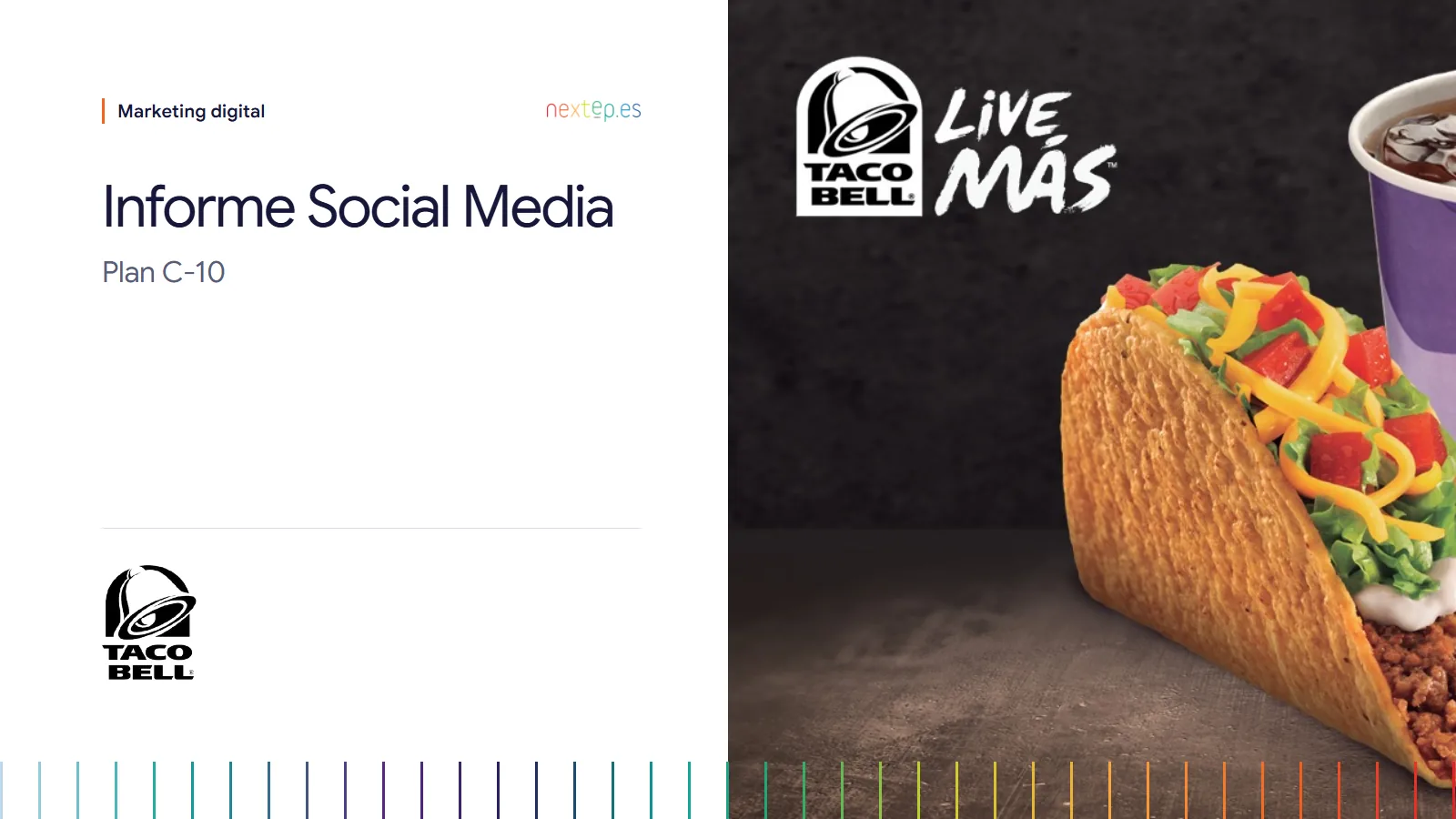 Taco Bell España: portada del informe de redes sociales del Plan C-10